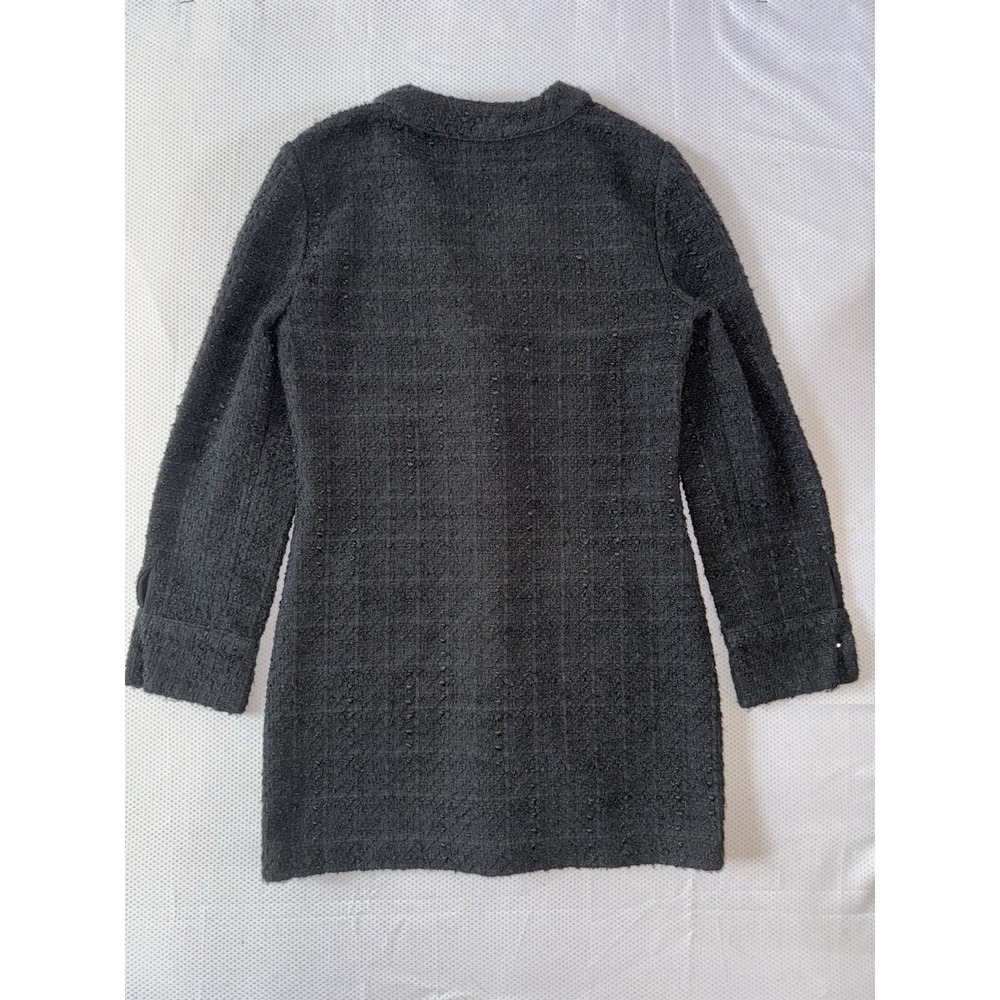 Zara Black Gold Button Front Mini Jacket‎ Dress Size XS Textured Tweed Cardigan - Picture 7 of 10